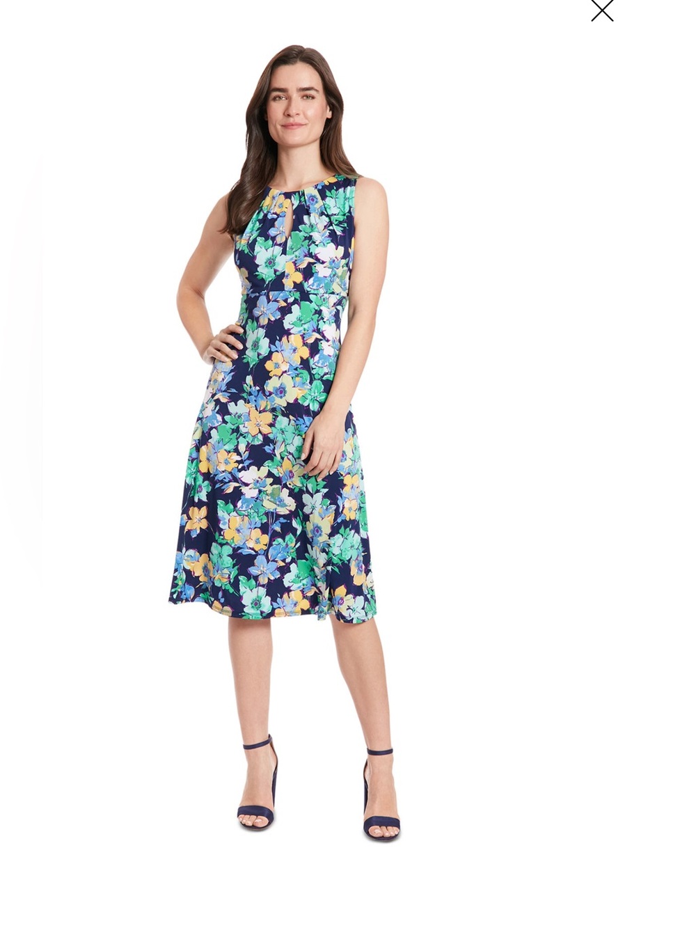 London Times Keyhole Pleat-Neck A-Line Dress $60 BNWT - Picture 11 of 13